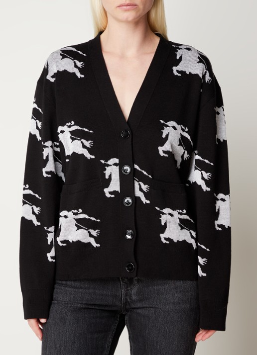 Burberry Brittany fijngebreid vest in zijdeblend met logoprint - detail 3 zwart