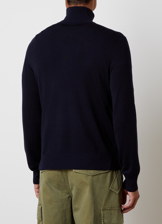 Burberry Cameron fijngebreide trui in wolblend met halve rits - achterkant 3 donkerblauw