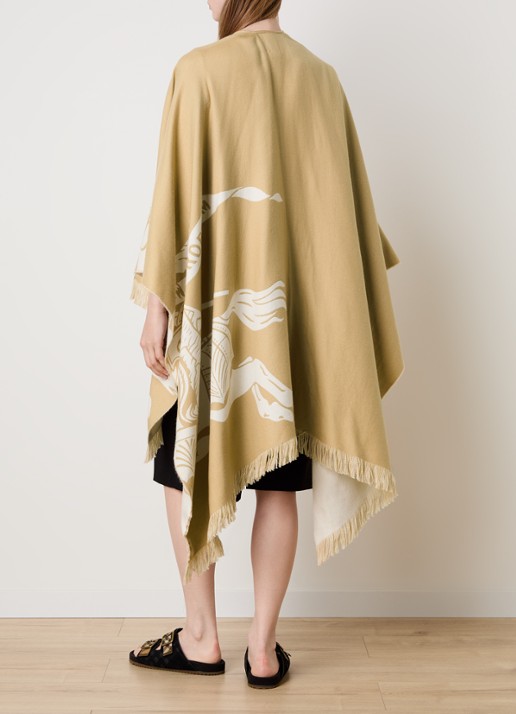 Burberry Cape in kasjmierblend met logoprint - achterkant 4 zand