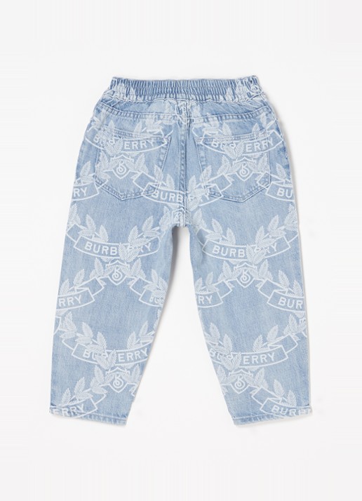 Burberry Carven tapered fit jeans met logoprint - voorkant 2 indigo