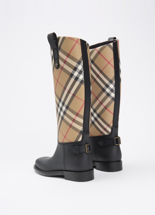 Burberry Cavalier laars met ruit dessin - achterkant beige