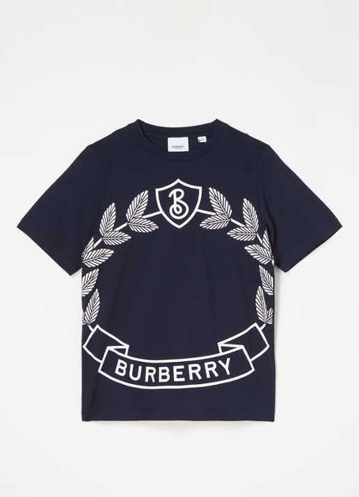 Burberry Cedar T-shirt met logoprint - voorkant blauw