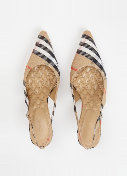 Burberry Check Birdie slingback met ruitdessin en glitter - detail 2 zand