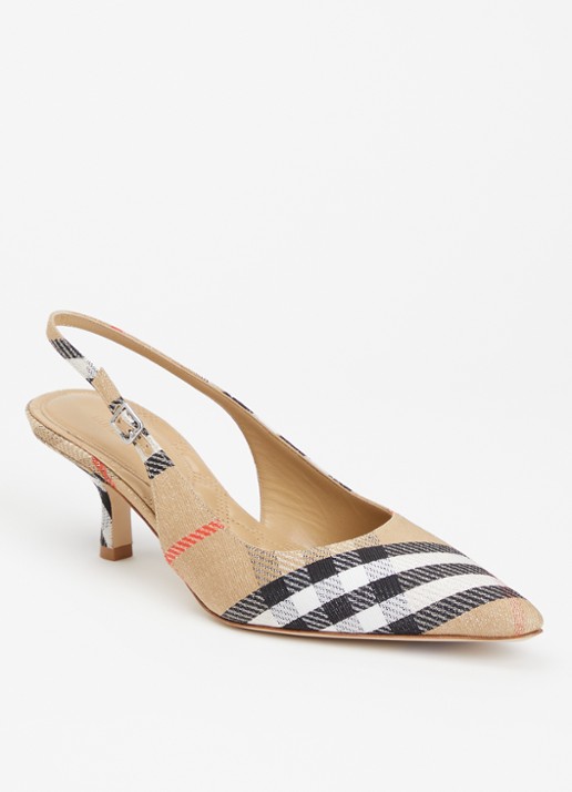 Burberry Check Birdie slingback met ruitdessin en glitter