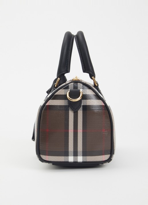 Burberry Check Mini Bowling handtas met kalfsleren details - detail 3 bruin