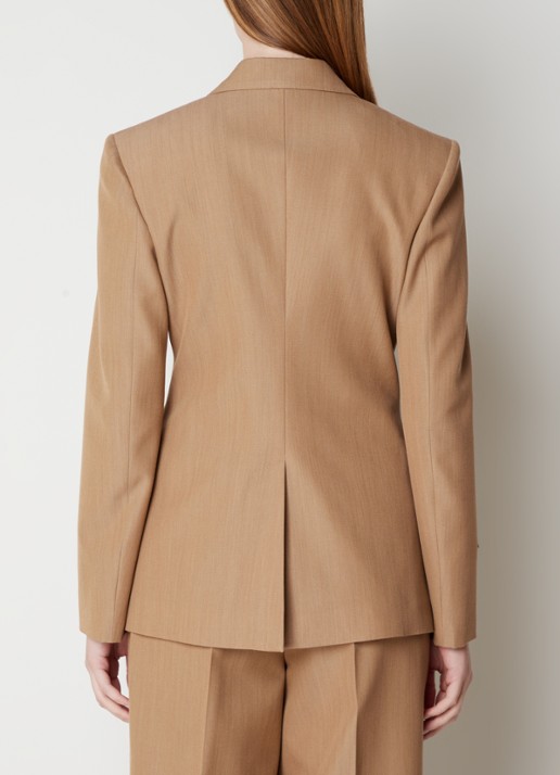 Burberry Claudette blazer in wolblend met klepzakken en schoudervulling - achterkant camel