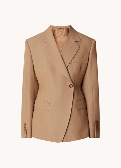 Burberry Claudette blazer in wolblend met klepzakken en schoudervulling - voorkant 4 camel