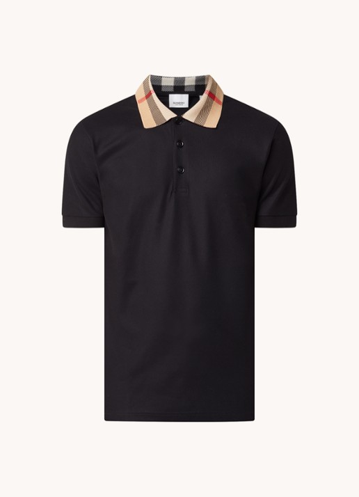 Burberry Cody regular fit polo met logoprint - voorkant zwart