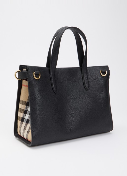 Burberry Cotsworld handtas van kalfsleer met afneembare schouderriem - achterkant zwart