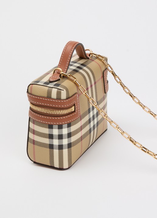 Burberry Crossbodytas met ruitdessin - achterkant beige