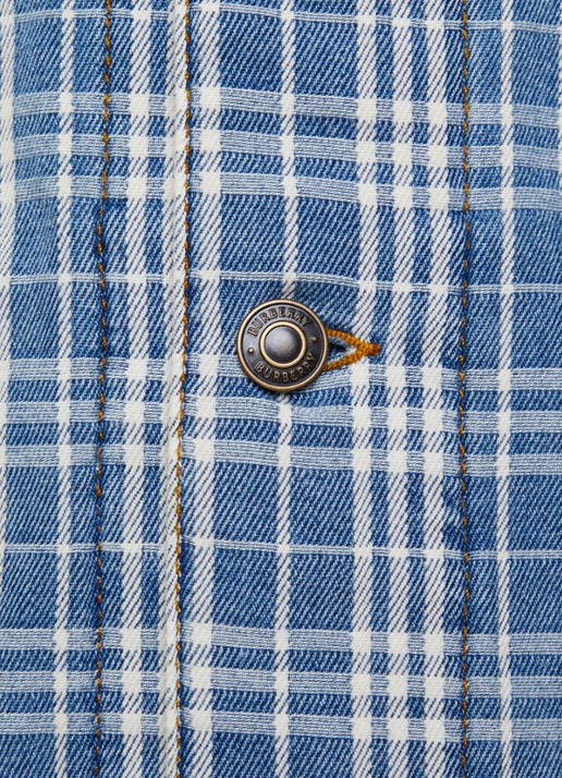 Burberry Darwen spijkerjas met ruitdessin en borstzakken - detail 5 indigo
