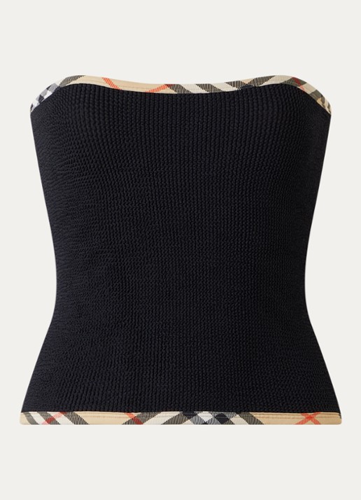 Burberry Devyn badrok en -bandeautop met scrunchie en structuur - voorkant zwart