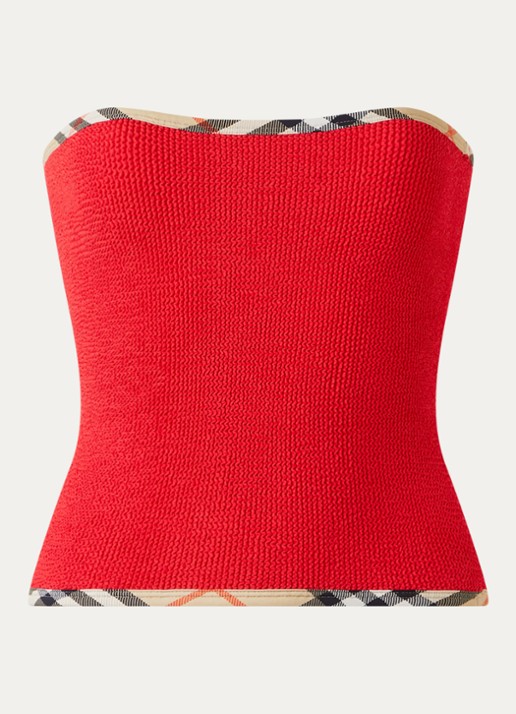 Burberry Devyn badrok en -bandeautop met scrunchie en structuur - voorkant rood