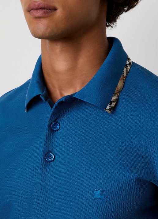 Burberry Eddie regular fit polo met logo - detail 5 kobaltblauw