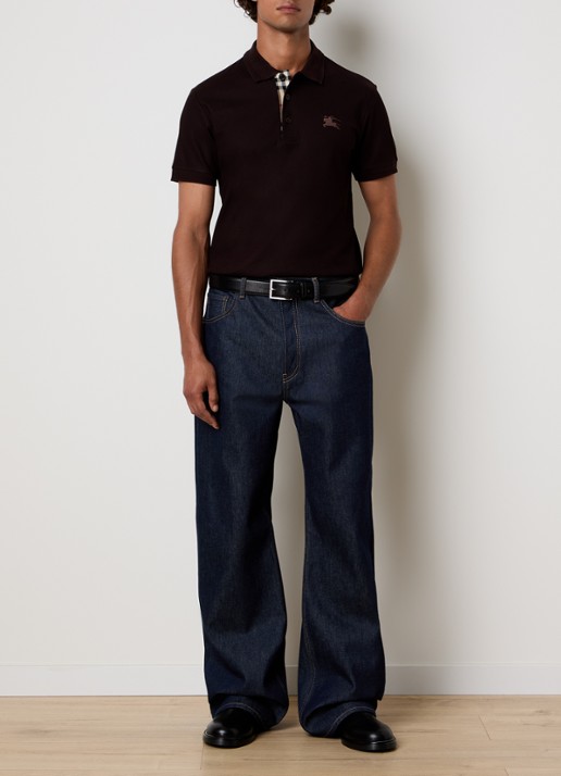 Burberry Eddie regular fit polo met logo - voorkant 2 donkerbruin
