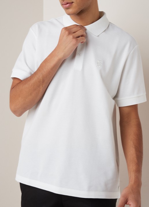 Burberry Eddie regular fit polo van piqué katoen - detail wit
