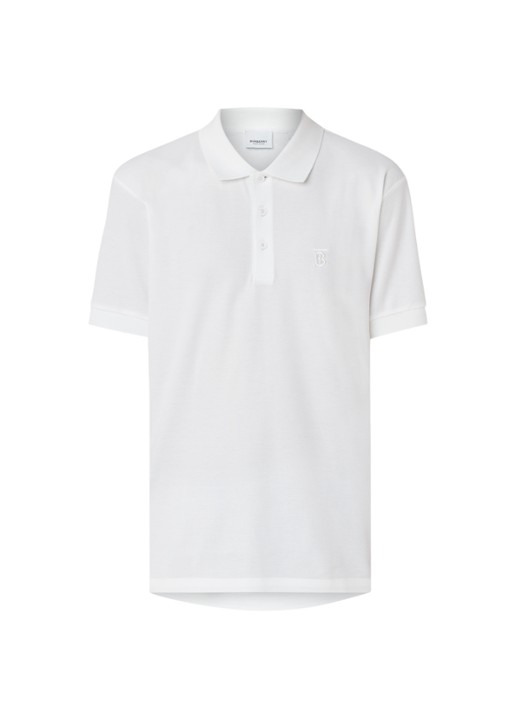 Burberry Eddie regular fit polo van piqué katoen - voorkant 4 wit