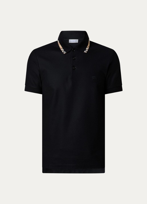 Burberry Eddie slim fit polo met logo - voorkant zwart