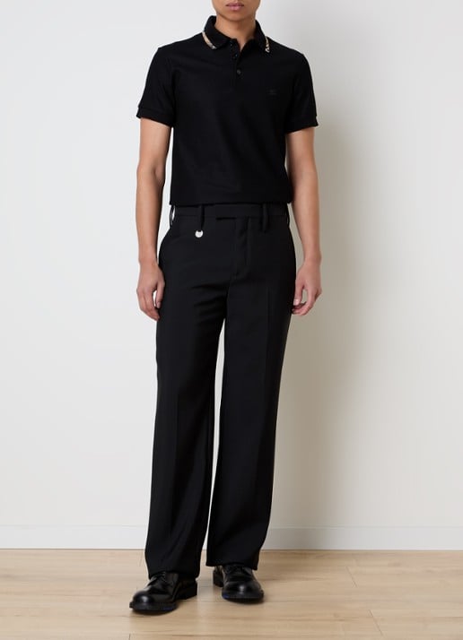 Burberry Eddie slim fit polo met logo - voorkant 2 zwart