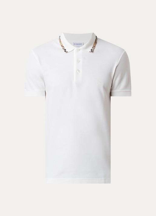 Burberry Eddie slim fit polo met logo - voorkant wit