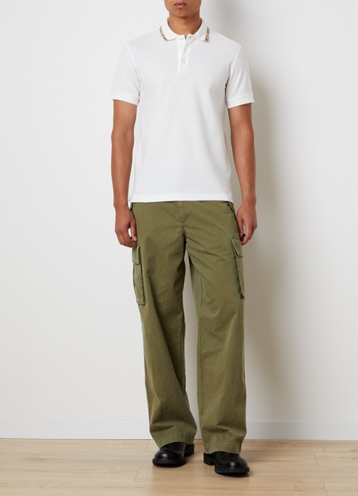 Burberry Eddie slim fit polo met logo - voorkant 2 wit
