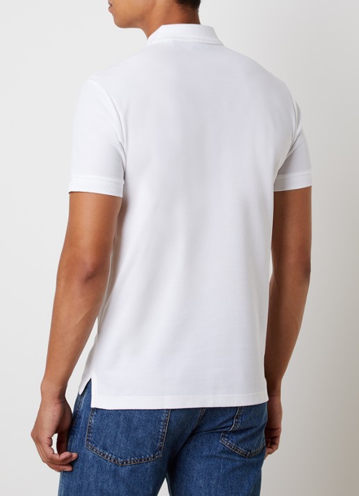 Burberry Eddie slim fit polo van piqué katoen met logoborduring - achterkant 5 wit