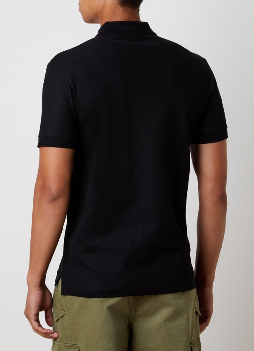 Burberry Eddie slim fit polo van piqué katoen met logoborduring - achterkant 3 zwart