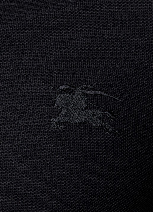 Burberry Eddie slim fit polo van piqué katoen met logoborduring - detail 5 zwart