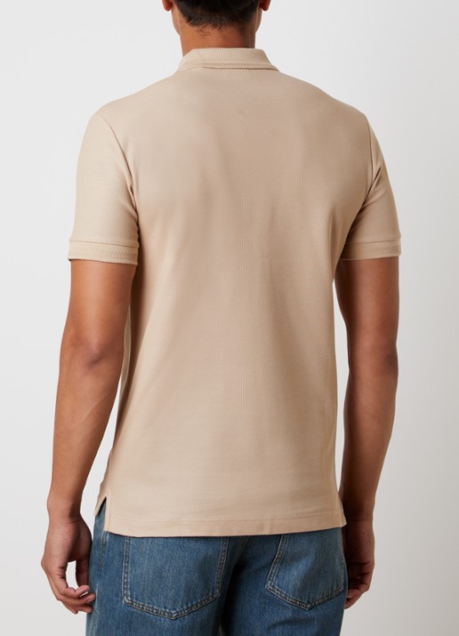 Burberry Eddie slim fit polo van piqué katoen met logoborduring - achterkant 3 beige