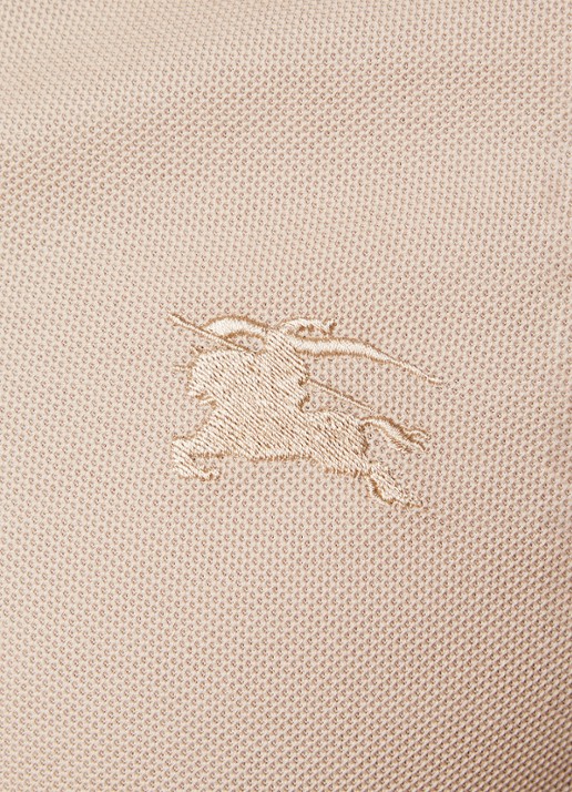 Burberry Eddie slim fit polo van piqué katoen met logoborduring - detail 5 beige