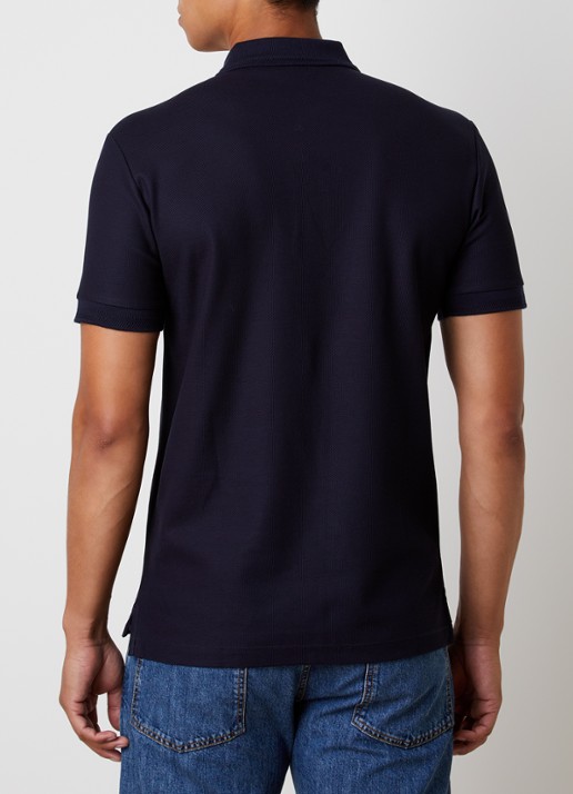 Burberry Eddie slim fit polo van piqué katoen met logoborduring - achterkant 3 donkerblauw