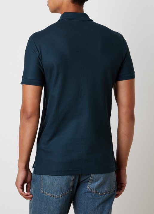 Burberry Eddie slim fit polo van piqué katoen met logoborduring - achterkant 3 petrol