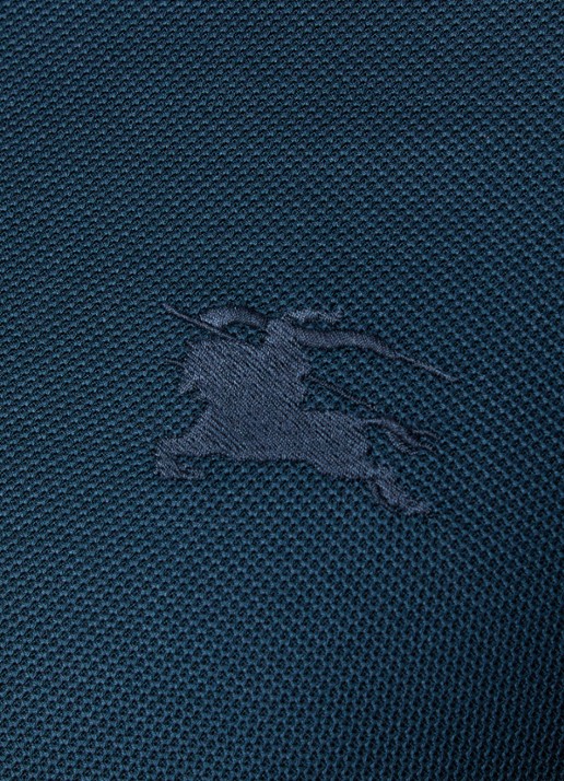 Burberry Eddie slim fit polo van piqué katoen met logoborduring - detail 2 petrol