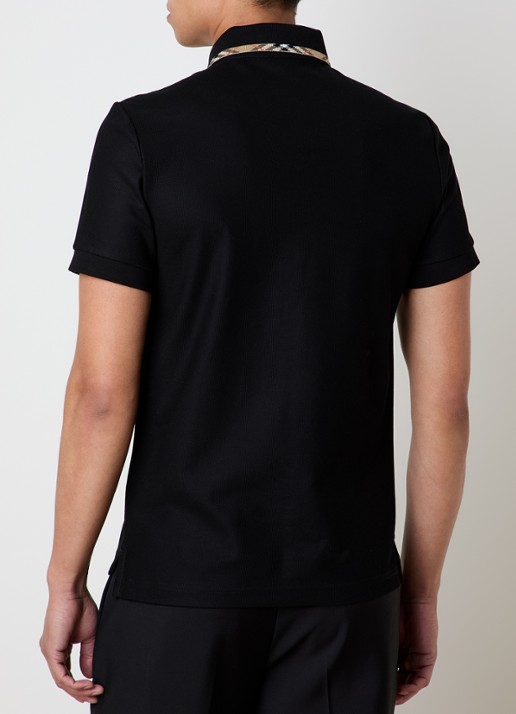 Burberry Ediie regular fit polo met logo - achterkant 5 zwart