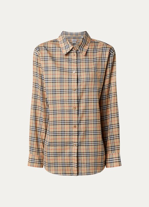 Burberry Emma overhemd met ruitdessin - voorkant zand
