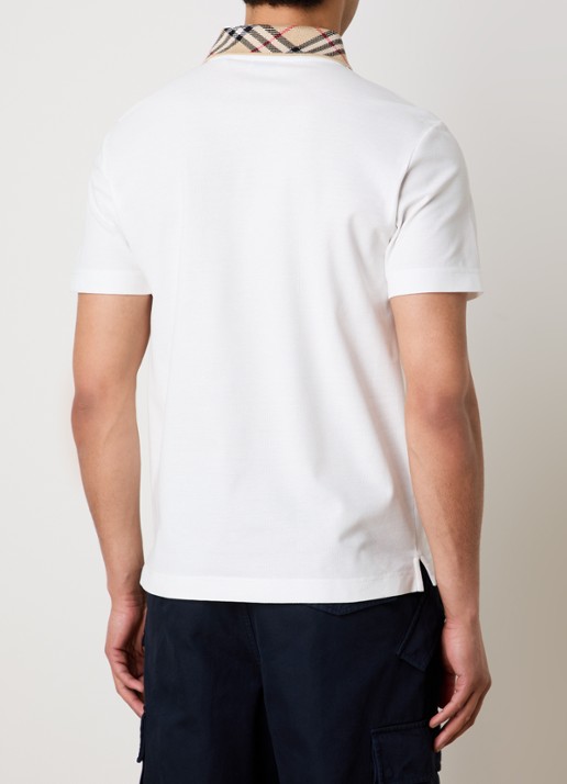 Burberry Evan regular fit polo met stretch - achterkant 5 wit