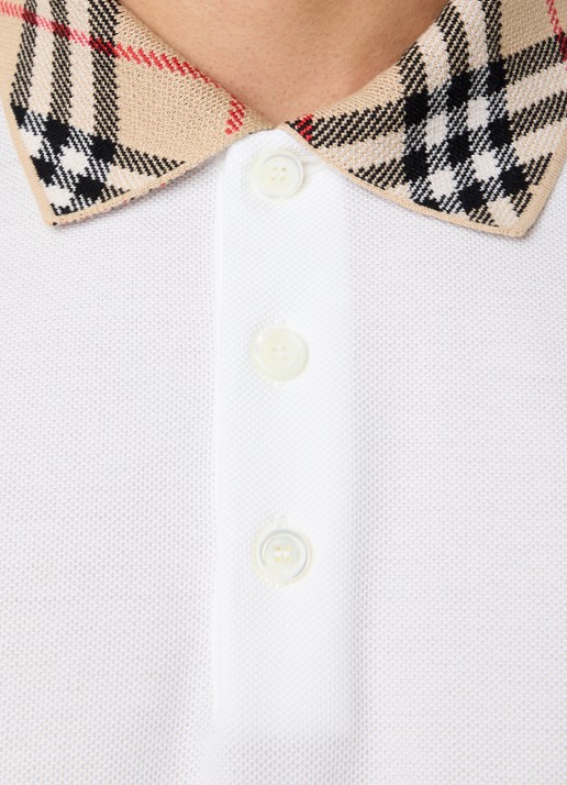 Burberry Evan regular fit polo met stretch - detail 4 wit