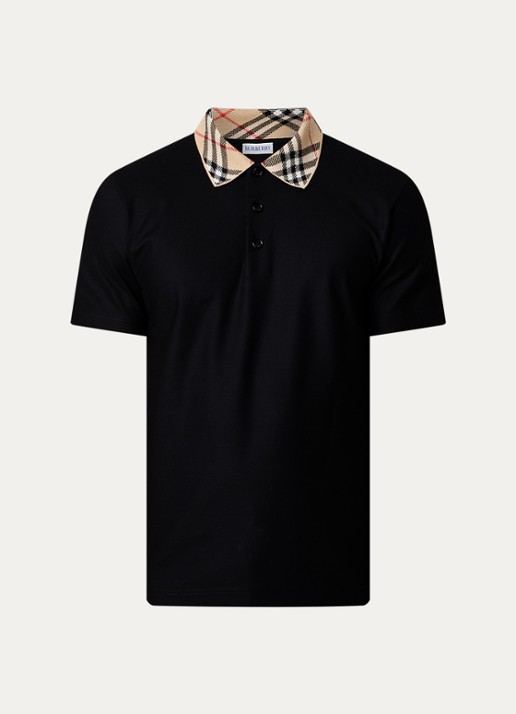 Burberry Evan regular fit polo met stretch - voorkant 4 zwart