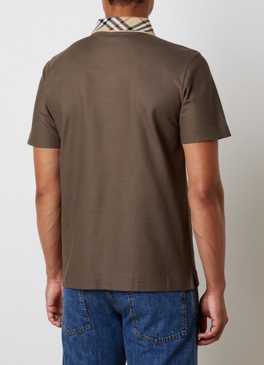 Burberry Evan regular fit polo met stretch - achterkant 5 bruin