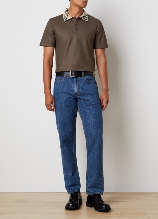 Burberry Evan regular fit polo met stretch - voorkant 2 bruin