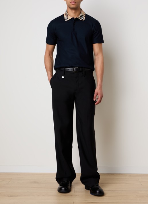 Burberry Evan regular fit polo met stretch - voorkant 2 donkerblauw