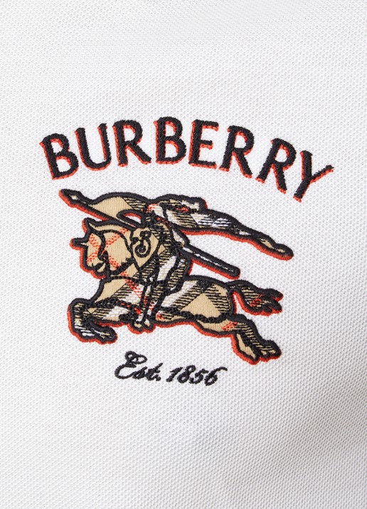 Burberry Evan regular fit polo van piqué katoen met logoborduring - detail 4 wit