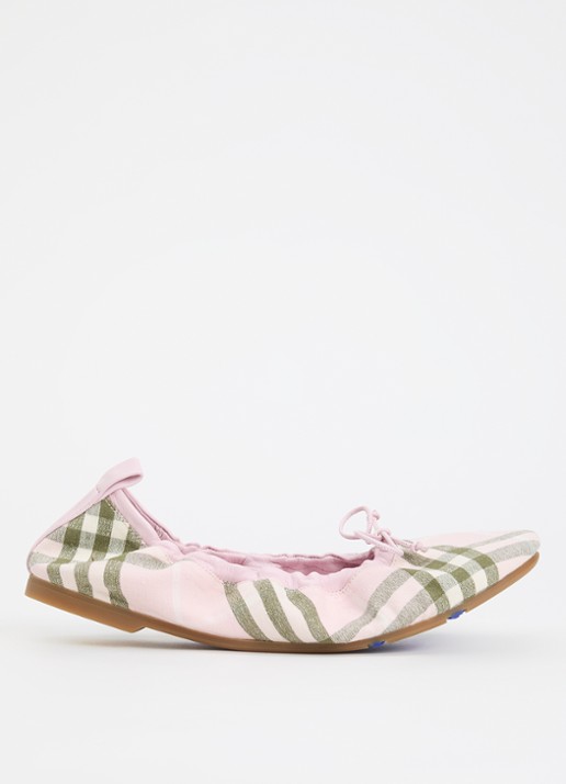 Burberry Fawn ballerina met details van lamsleer en ruitdessin
