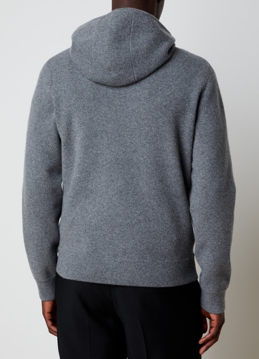 Burberry Fijngebreid vest in kasjmierblend met capuchon en logo - achterkant grijsmele
