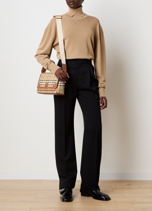 Burberry Fijngebreide trui van wol met col - voorkant 3 beige