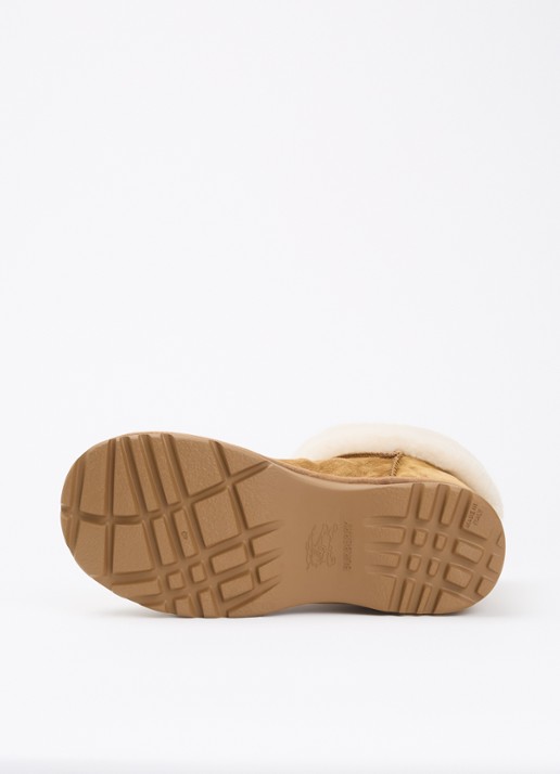 Burberry Flint enkellaarsje van kalfssuède met schapenvacht - detail 4 camel