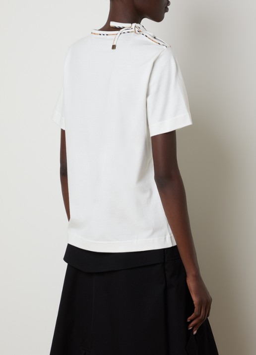 Burberry Frankie T-shirt met strikkraag - achterkant 5 gebroken wit