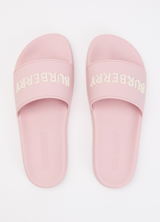 Burberry Furley slipper met logo - detail 2 lichtroze