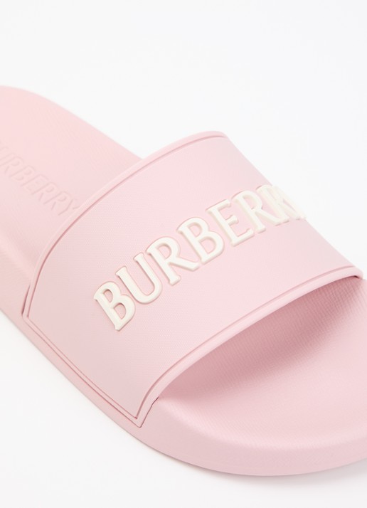Burberry Furley slipper met logo - detail 4 lichtroze