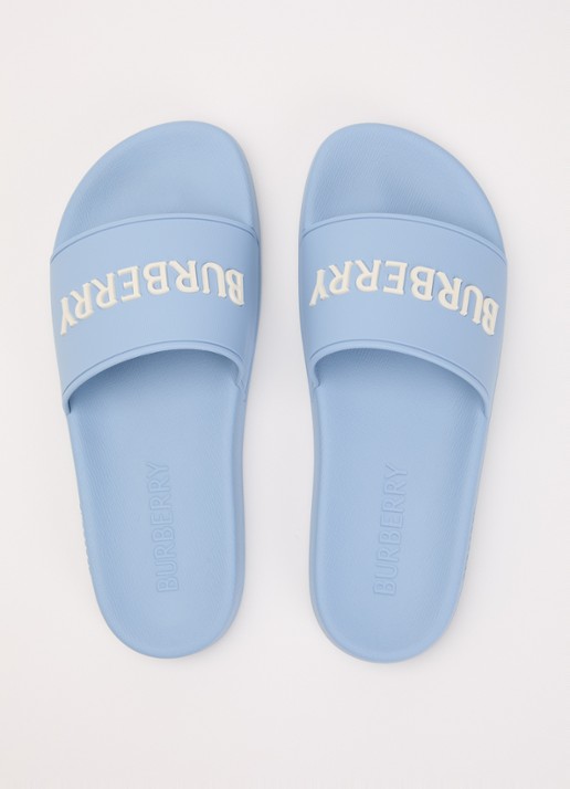 Burberry Furley slipper met logo - detail 4 blauw